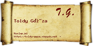 Toldy Géza névjegykártya