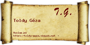 Toldy Géza névjegykártya